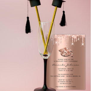 Invitation Rose Gold Casquette 3D Blush