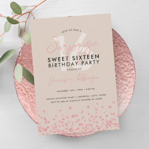 Invitation Rose Gold Champagne Parties scintillant Surprise S