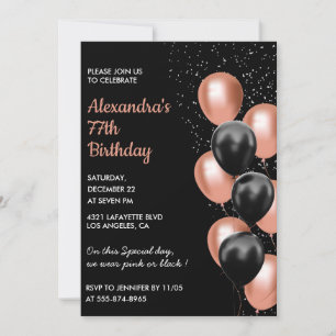 Invitation Rose gold chic 77e anniversaire