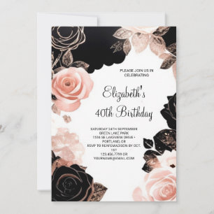 Invitation Rose Gold Chic Surprise 40e anniversaire