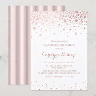 Invitation Rose Gold Confetti Dots Graduation Party