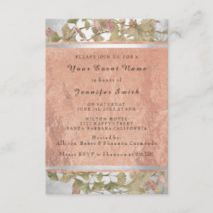 Invitation Rose Gold Copper Silver Floral Bridal 16e Vert