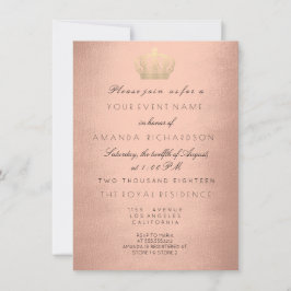 Invitation Rose Gold Couronne Parties scintillant royale 16e 