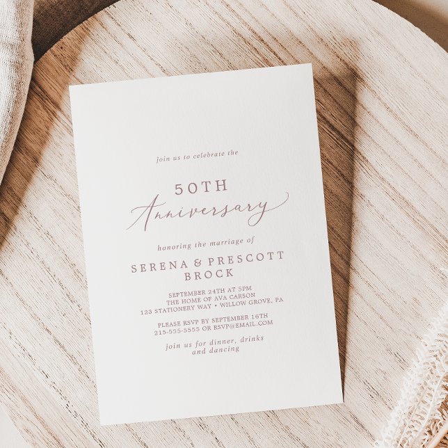 Invitation Rose Gold Délicat 50e Anniversaire de Mariage (Créateur téléchargé)