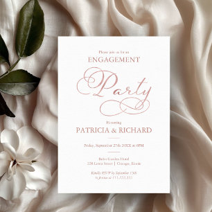 Invitation Rose Gold Délicat Écriture Fête de Fiançailles