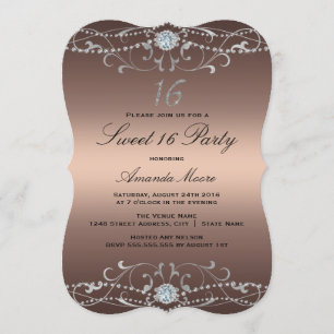 Invitation Rose Gold Diamant Damassé Sweet 16