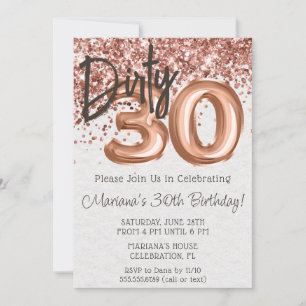 Invitation Rose Gold Dirty 30 Trente Anniversaire