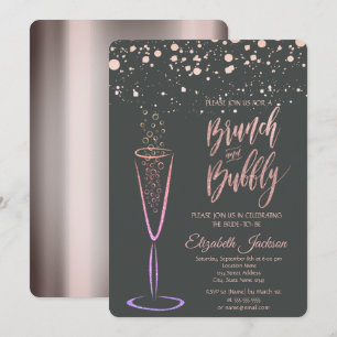 Invitation Rose Gold Dots Champagne Fête des mariées en verre