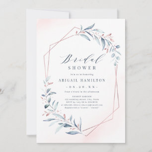 Invitation Rose Gold Dusty Blue Greenery Fête des mariées