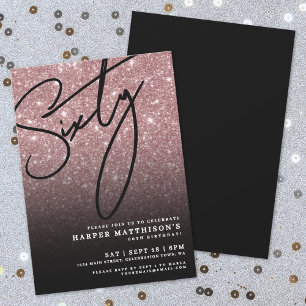 Invitation Rose Gold Élégant 60e Anniversaire