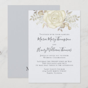Invitation Rose Gold Elegant Aquarelle Floral Rose Folio