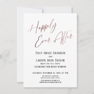 Invitation Rose Gold Élégant Mariage Heureux à Tout Jamais