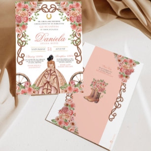 Invitation Rose Gold Elegant Western Charro Quinceanera