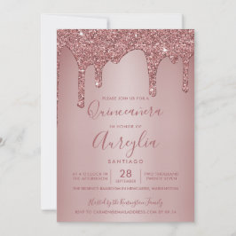 Invitation Rose Gold Éperche Parties scintillant Drives Quinc