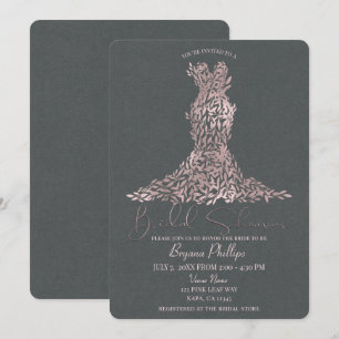Invitation Rose Gold et Gris  Robe de Dévoilement de Bébé aux