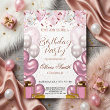 Rose Gold et rose blush Fête d'anniversaire élégan