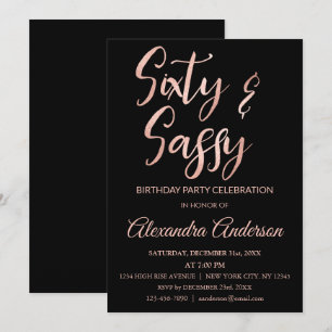 Invitation Rose Gold Foil 60 Soixante et Sassy Anniversaire
