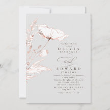 Rose Gold Foil Fleurs sauvages gris clair Mariage