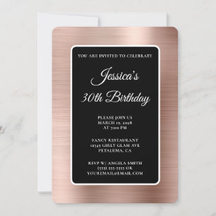 Invitation Rose Gold Foil noir et blanc 30e anniversaire