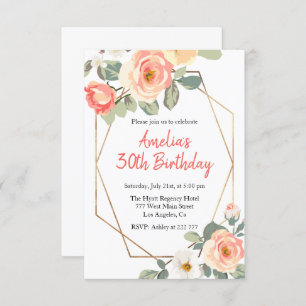 Invitation Rose & Gold Frame Anniversaire