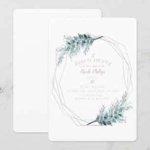 Invitation Rose Gold Glam Géométrique Botanique Fête de Maria