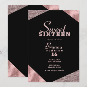 Invitation Rose Gold Glamour Géométrique Moderne Fête Douze A