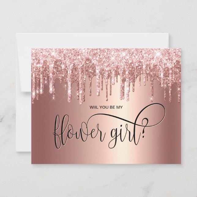 Invitation Rose gold gouttes vous serez ma demoiselle d'honne (Devant)
