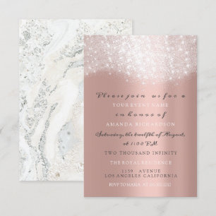 Invitation Rose Gold Grey Parties scintillant Marbre Confetti