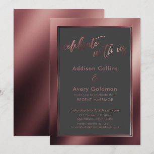 Invitation Rose Gold & Gris Foncé Célébrez avec nous