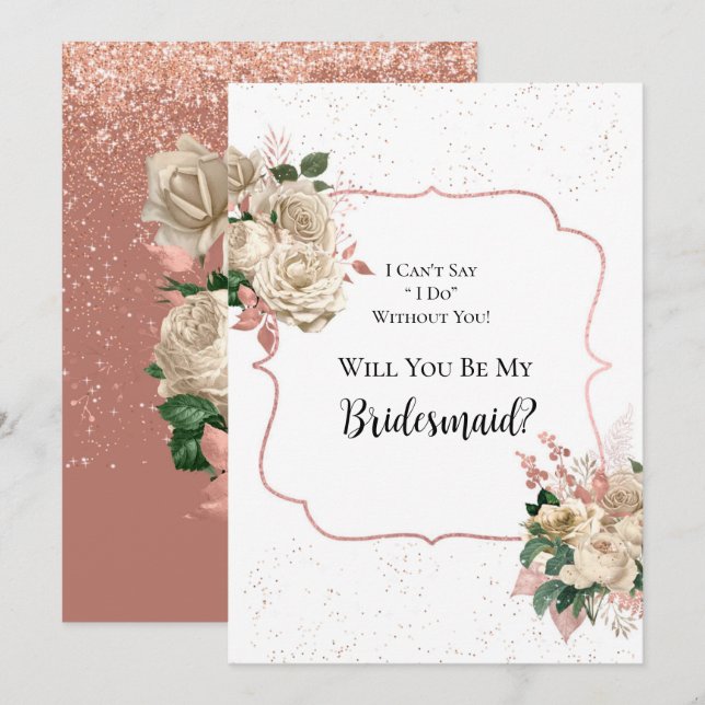 Invitation Rose Gold Ivory Parties scintillant Serez-Vous Ma  (Devant / Derrière)