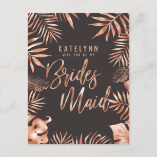 Invitation Rose Gold Leaf Tropical Serez-Vous Ma Femme D'Accu
