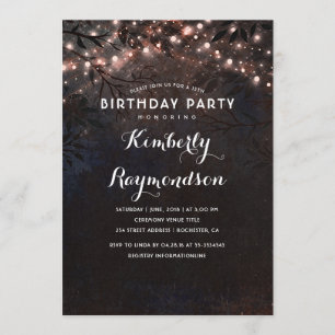 Invitation Rose Gold Lights Russe Nuit Anniversaire