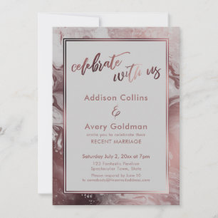 Invitation Rose Gold & Marbre gris clair Célébrez avec nous