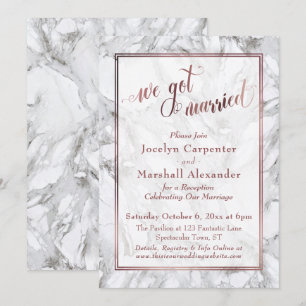 Invitation Rose Gold Marbre Nous nous sommes mariés Réception