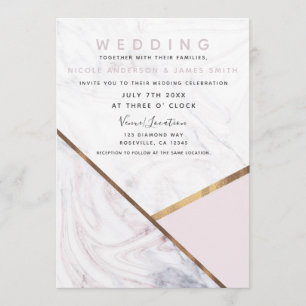 Invitation Rose Gold Marbre Tourbillonnement Fard à Joues Ros