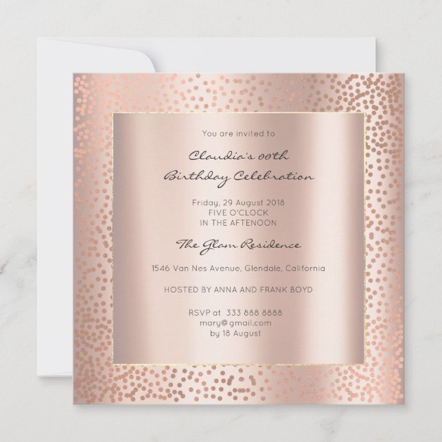 Invitation Rose Gold Minimal Points Blush Confetti Anniversai (Devant)