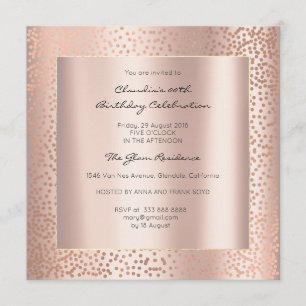 Invitation Rose Gold Minimal Points Blush Confetti Anniversai