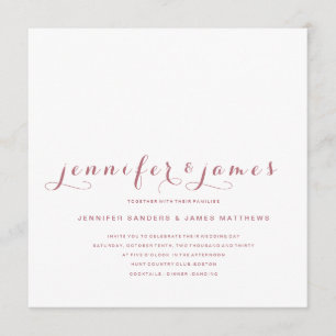 Invitation Rose Gold Minimal Script Modern Photo Mariage