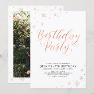 Invitation Rose Gold Moderne Chic Adulte fête d'anniversaire