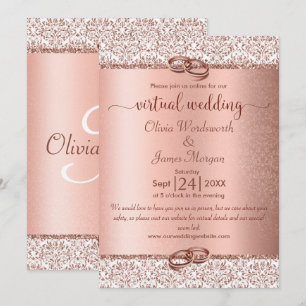 Invitation Rose Gold Monogram Parties scintillant Mariage vir