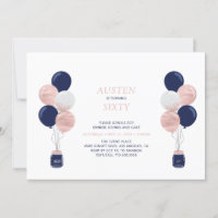 Rose Gold & Navy Balloon Moderne 30 Anniversaire