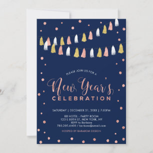 Invitation Rose Gold & Navy Fête Moderne de la Saint-Sylves