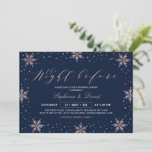 Invitation Rose Gold Navy Soirée de Répétition de Mariage d'H