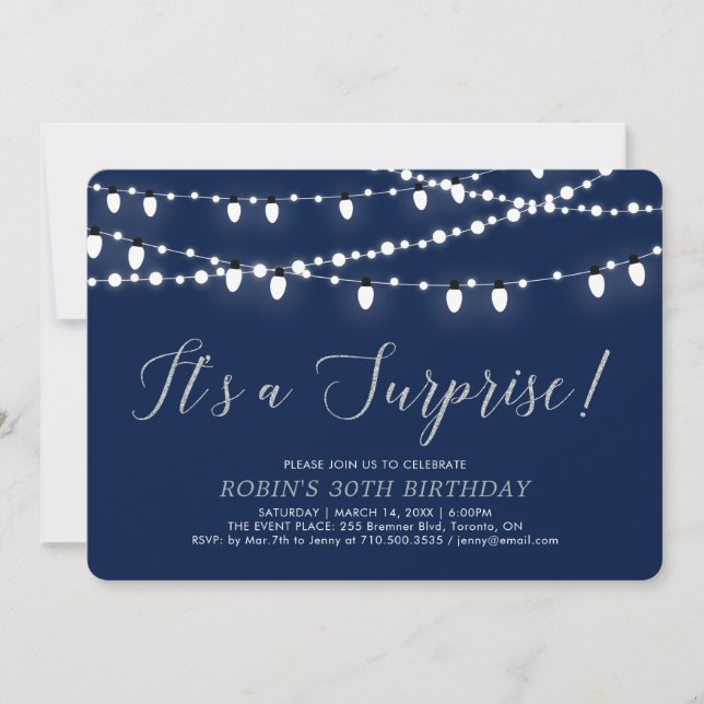 Invitation Rose Gold & Navy | Surprise 30ème anniversaire fêt (Devant)