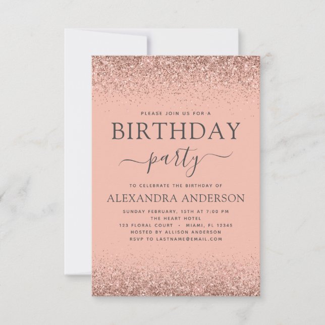 Invitation Rose Gold N'importe quel âge Anniversaire Pink Spa (Devant)