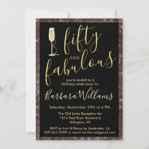 Invitation *Rose Gold Noir 50 & Incroyable 50e Anniversaire 
