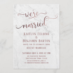 Invitation Rose Gold "Nous sommes mariés" Typographie avec Ma