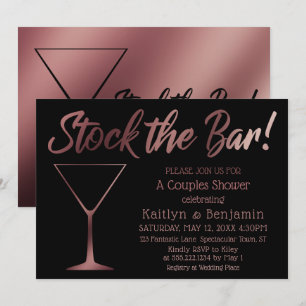Invitation Rose Gold Ombre Stock du Bar Couples Douche