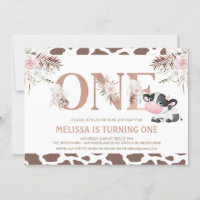 Rose Gold One Floral Vache 1er Anniversaire