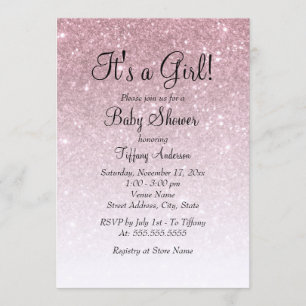 Invitation Rose Gold Pailleté C'est une fille Baby Shower